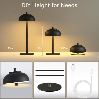 Moragin 2-Pack Modern Cordless Table Lamps – Touch Dimmable LED Lamps for Bedroom Nightstand and Living Room Decor