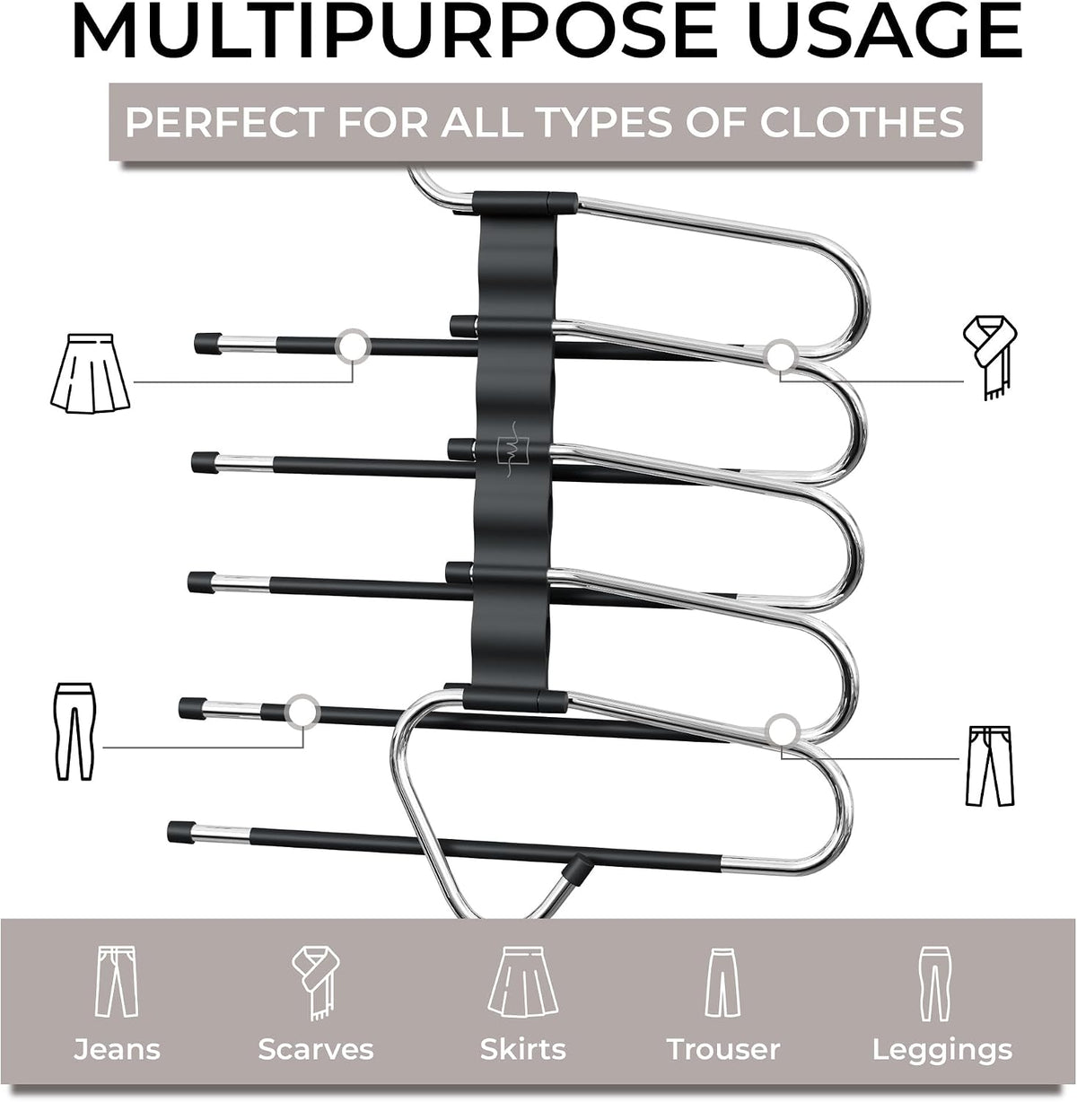 MORALVE Space Saving Pants Hangers – Clean-Line Wardrobe Organizer for Intentional Capsule Closets