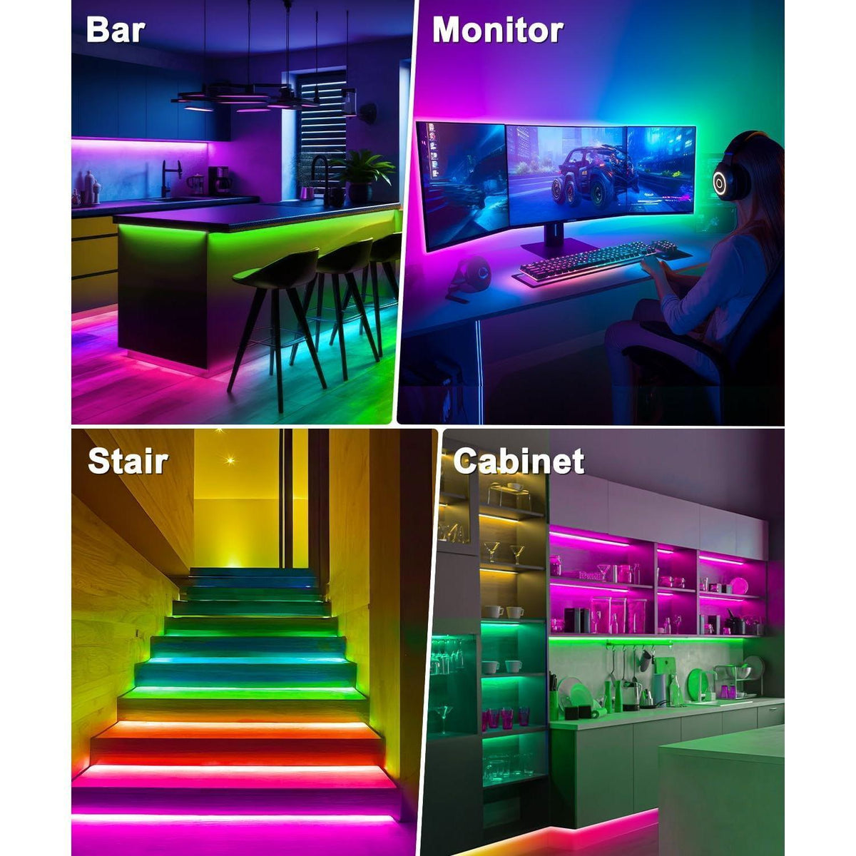 MORIACC Music Sync LED Strip – Spa Like Bathroom and Bedroom Mood Light, Soft Color Changing Behind TV