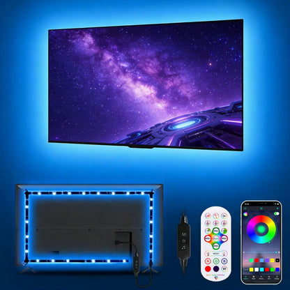 MORIACC TV LED Backlight, 16.4FT RGB LED Strip Lights for 45-75 Inch TV, Music Sync LED Lights Behind TV with APP &amp;amp; Remote Control, USB Powered Ambient Lighting for Gaming Room Bedroom