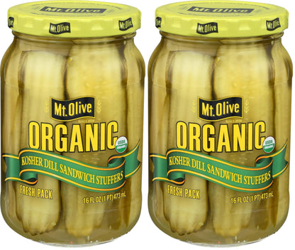 MOUNT OLIVE Organic Dill Sandwich Stuffers, 16 FZ (Pack of 2)