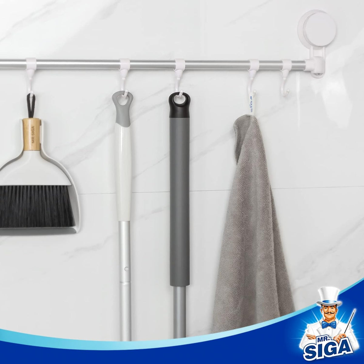 MR.SIGA Heavy Duty Grout Scrout Brush with Long Handle – Heavy-Duty Concrete and Garage Floor Scrubber for Outdoor Use