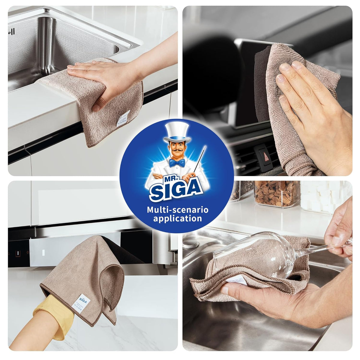 MR.SIGA Microfiber Cleaning Cloths – Gentle Care Towels for Self-Care Bathrooms, Soothing Mirror Polishing