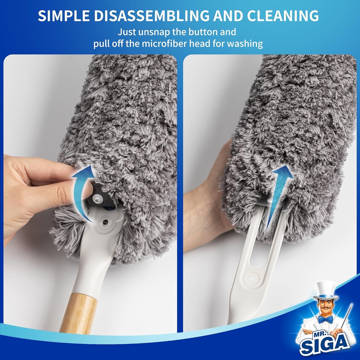 MR.SIGA Microfiber Duster – Home Office Keyboard and Monitor Cleaner, Lint-Free Desk Dusting Tool