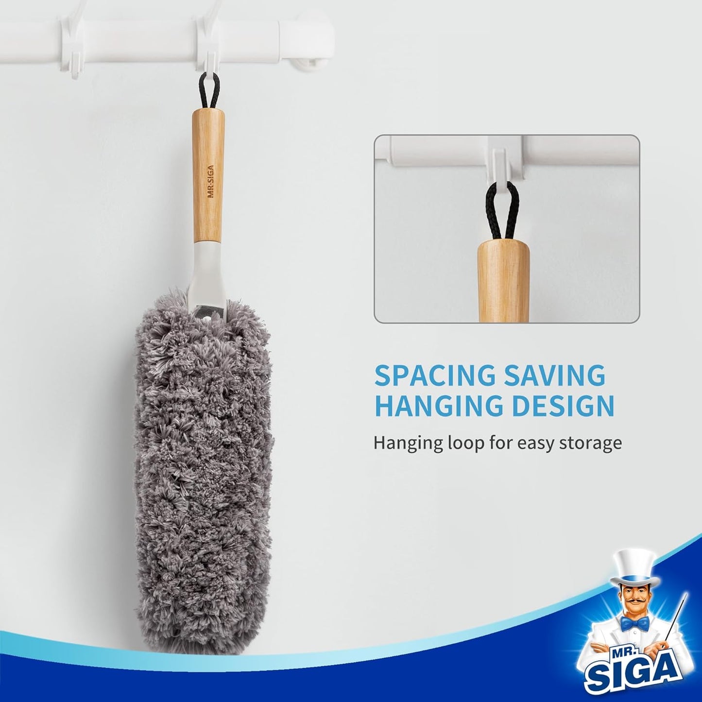 MR.SIGA Microfiber Duster – Home Office Keyboard and Monitor Cleaner, Lint-Free Desk Dusting Tool
