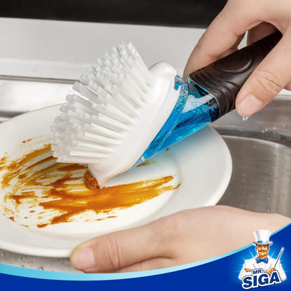 MR.SIGA Soap Dispensing Dish Brush Refills, 4 Pack – Minimalist Kitchen Sink Replacement Heads for Clutter-Free Dishwashing