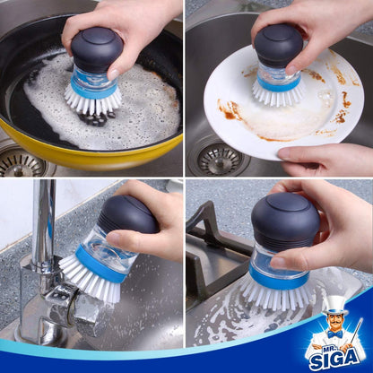 MR.SIGA Soap Dispensing Palm Brush – Minimalist Kitchen Counter Companion for Daily Dishwashing
