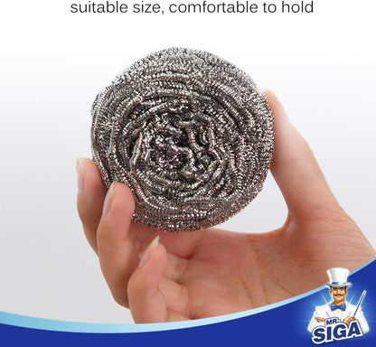 MR.SIGA Stainless Steel Scourer – Time-Saving Kitchen Scrubber for Busy Home Cooks, Bulk 6 Pack
