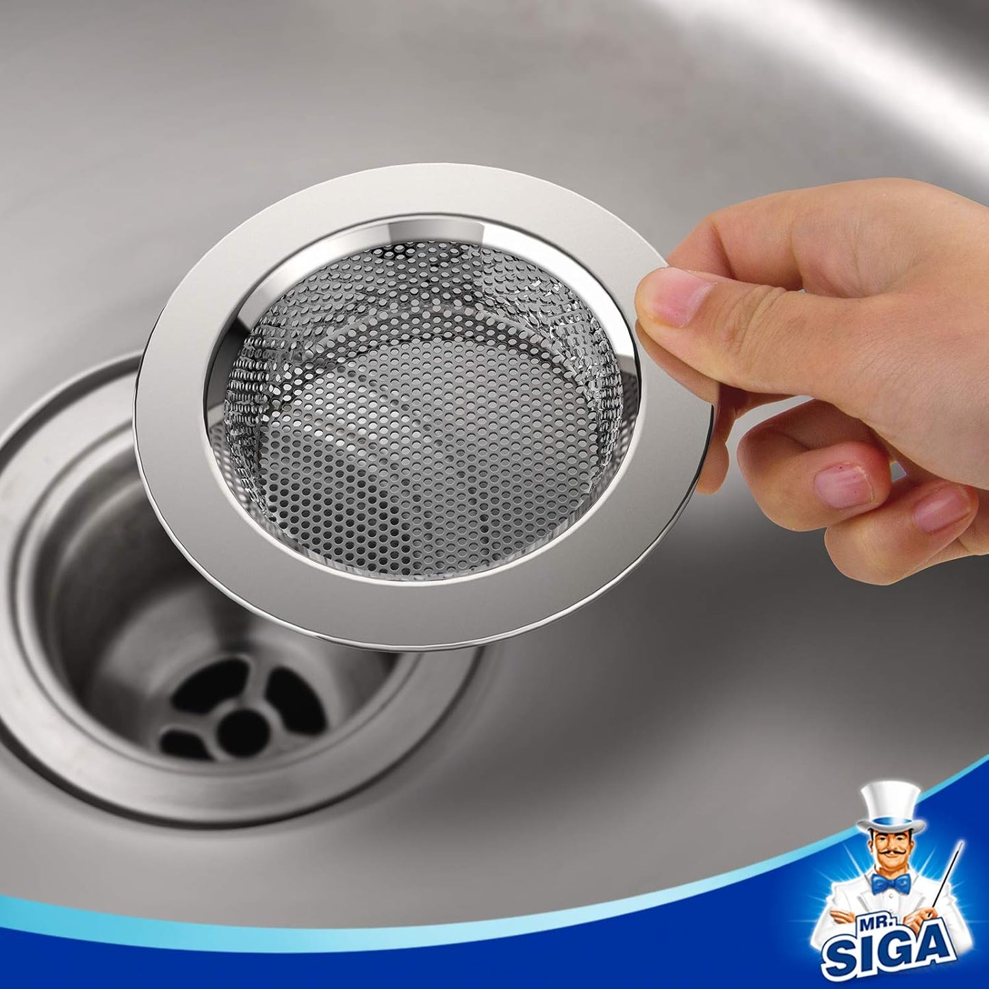 MR.SIGA Stainless Steel Sink Strainer – Minimalist Kitchen Sink Accessory for Clog-Free Living