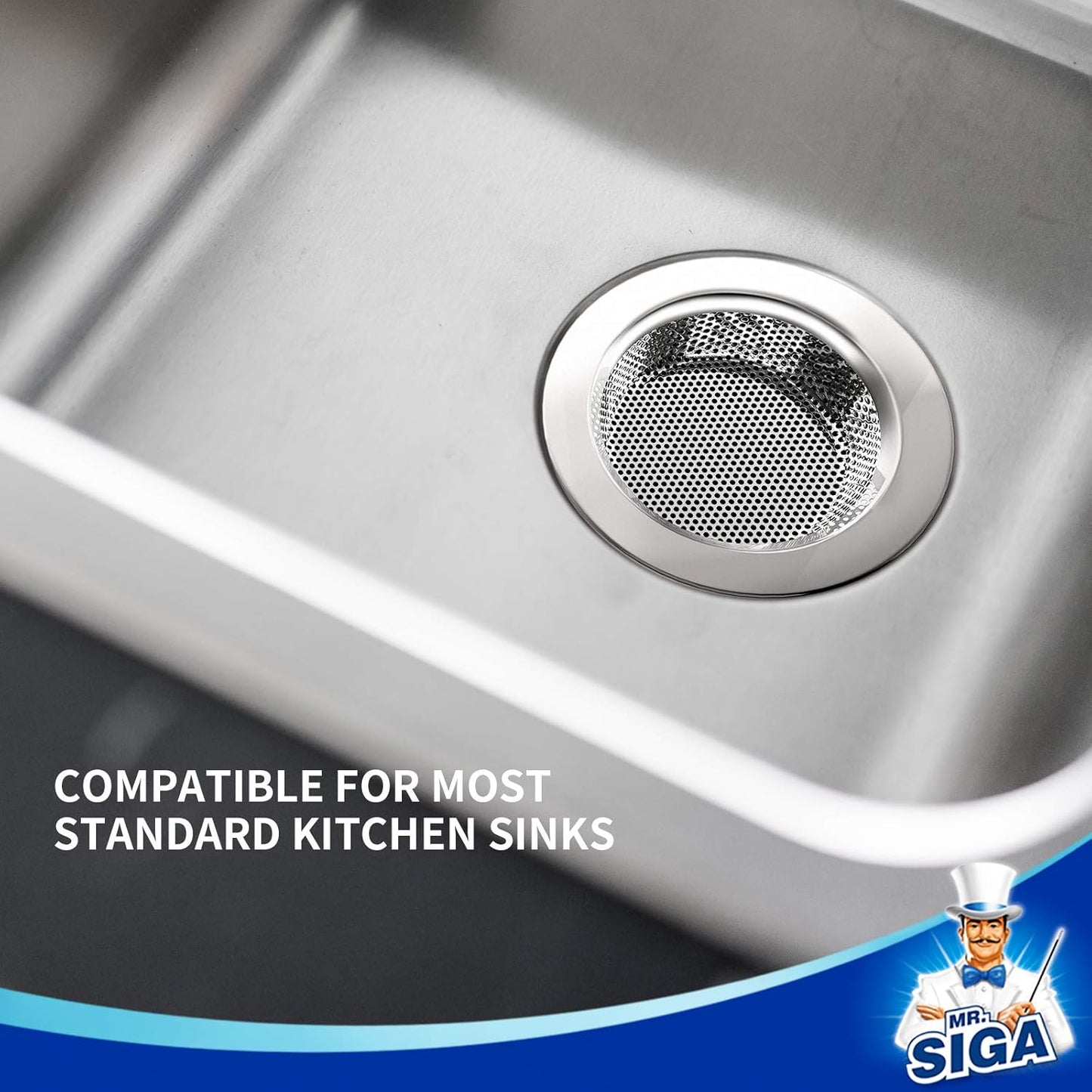 MR.SIGA Stainless Steel Sink Strainer – Minimalist Kitchen Sink Accessory for Clog-Free Living