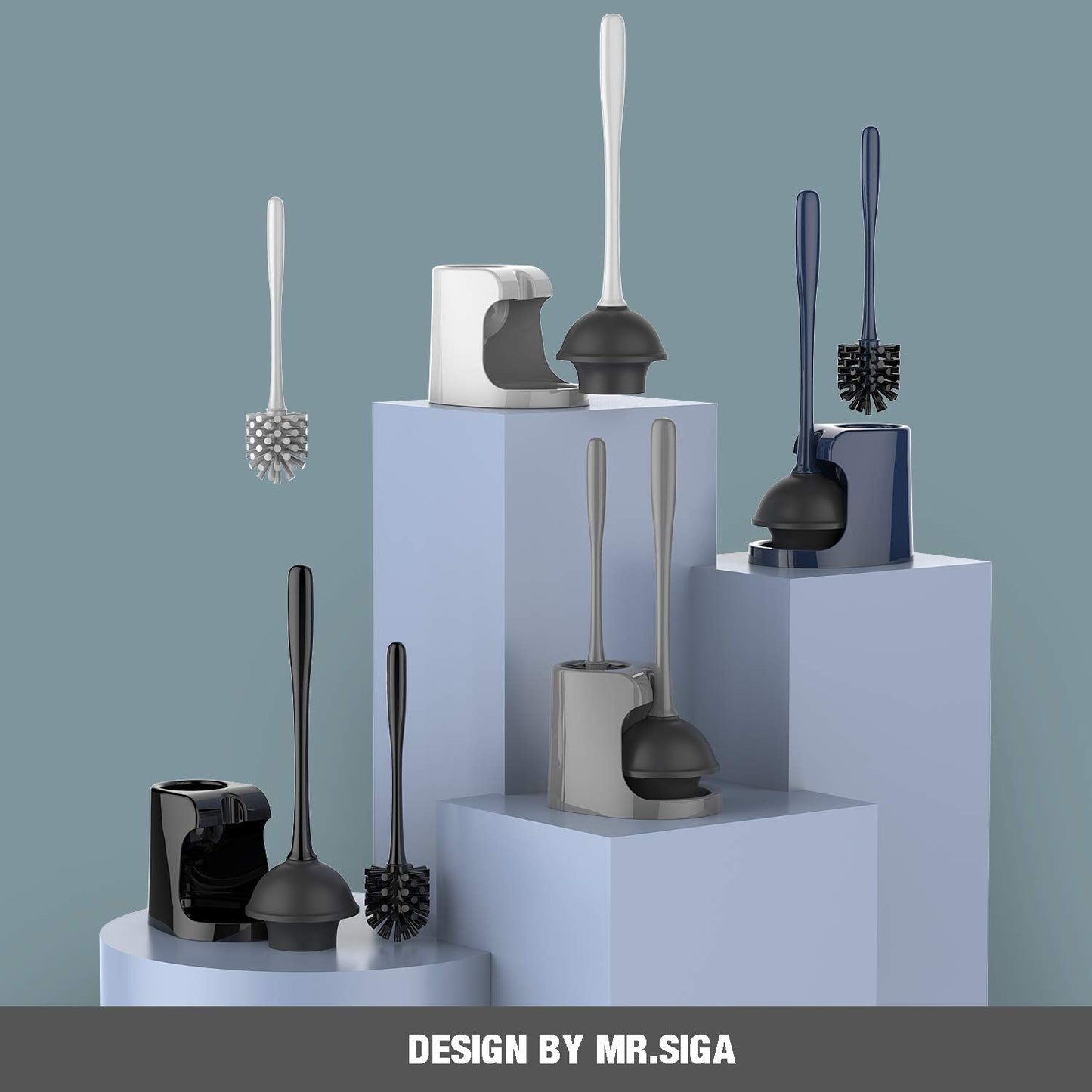 MR.SIGA Toilet Plunger and Brush Set – Housewarming Gift for New Homeowners and Apartment Dwellers