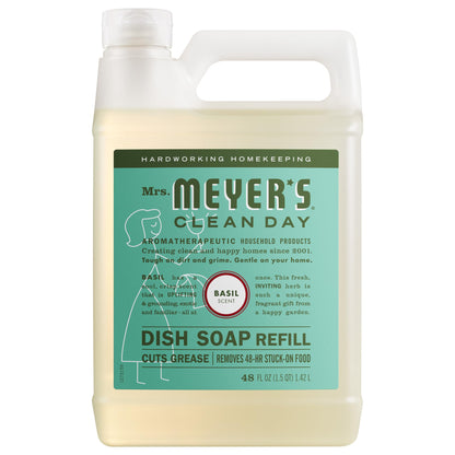 MRS. MEYER&amp;#39;S CLEAN DAY Liquid Dish Soap Refill, Basil, 48 fl. oz
