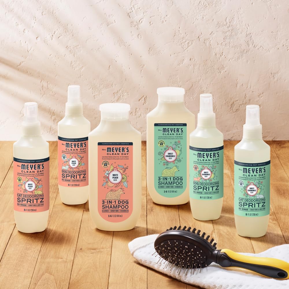 Mrs. Meyer's Clean Day 3-in-1 Dog Shampoo, White Peach & Sweet Chamomile Long-Lasting Scent