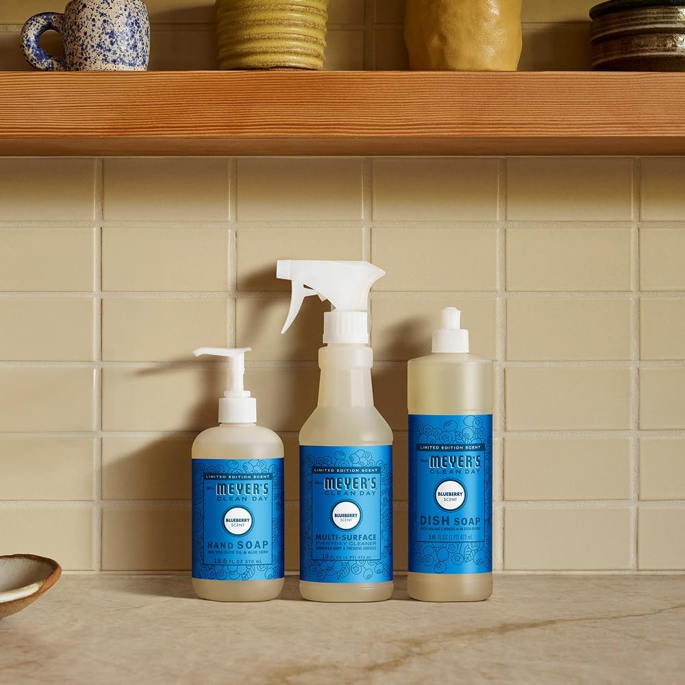 MRS. MEYER'S CLEAN DAY Blueberry Multi-Surface Cleaner – Mindful Daily Spray for Kitchen Counters and Bathroom Vanities