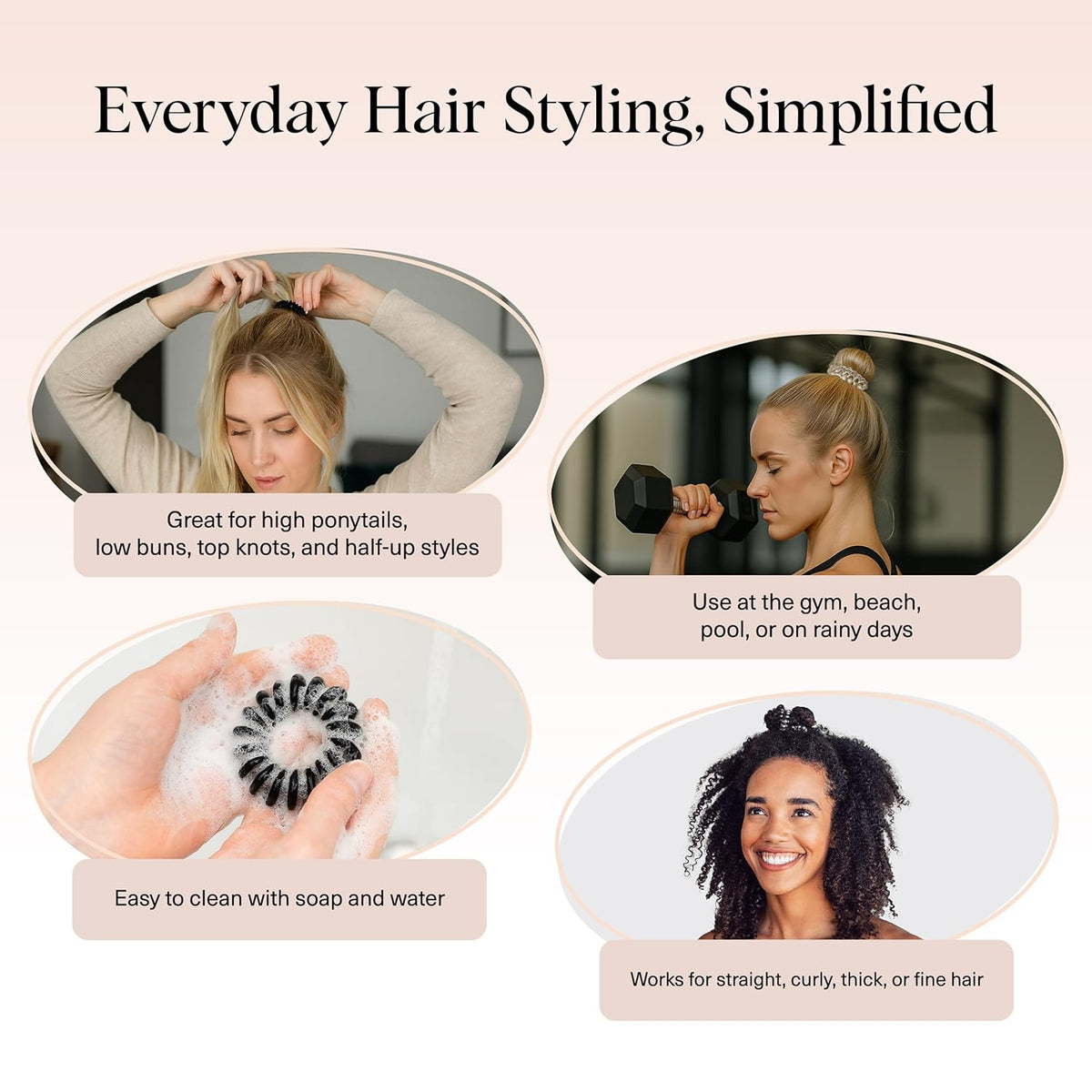 multi-functional wearable form that transitions from hair tie to wrist bracelet