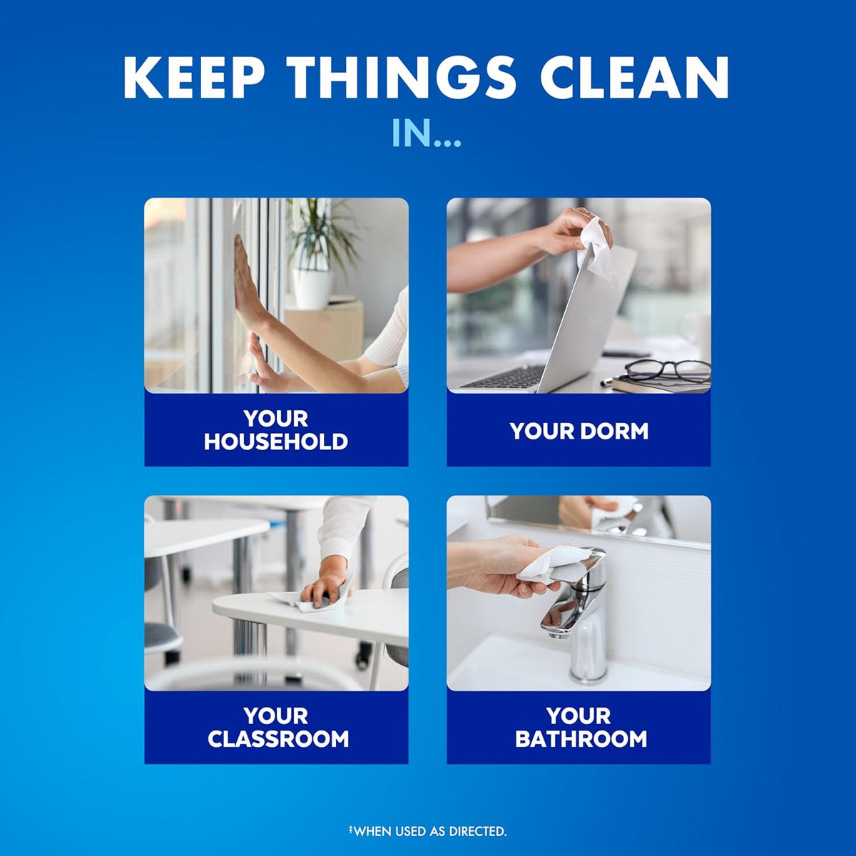 multi-surface compatibility including countertops, sinks, toilets, and electronics