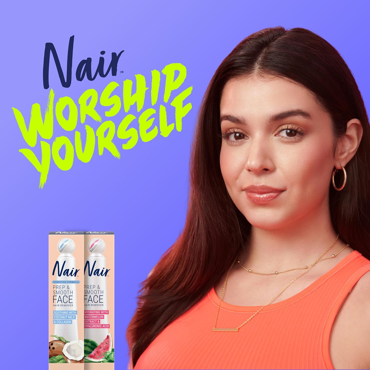 NAIR Exfoliating Facial Hair Removal Cream - Self-Care Nightly Skincare Ritual for Sensitive Skin Women, Smooth Face in 10 Minutes