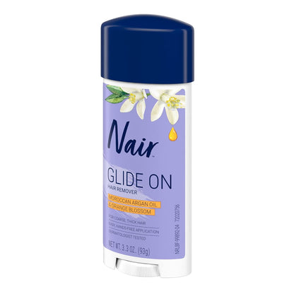 Nair Glide On Hair Remover Stick – Spa Night Self-Care for Bikini and Underarm Areas, Painless At-Home Depilatory