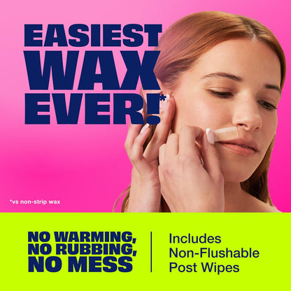 Nair Hair Remover Wax Ready Strips – Flameless, Smokeless Facial Hair Removal for Safe Home Use, 40 Count