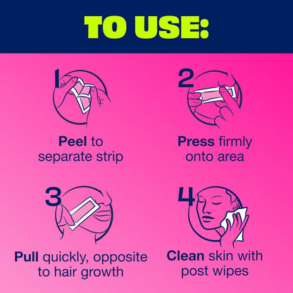Nair Hair Remover Wax Ready Strips – Flameless, Smokeless Facial Hair Removal for Safe Home Use, 40 Count