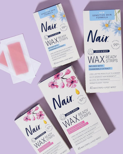 Nair Sensitive Wax Strips – Self-Care Ritual for Spa-Like At-Home Facial and Bikini Hair Removal