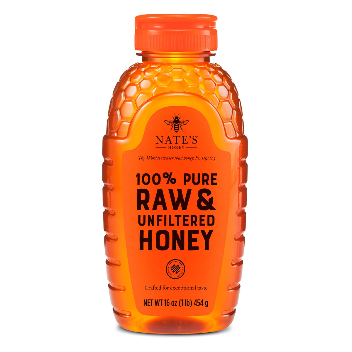 Nate&amp;#39;s 100% Pure, Raw &amp;amp; Unfiltered Honey - Award-Winning Taste, 16 oz. Squeeze Bottle