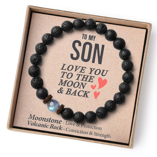 natural gemstone beads — strength volcanic rock paired with love moonstone