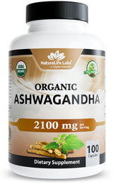 NaturaLife Labs Organic Ashwagandha 2100 mg – Bedtime Wind-Down Adaptogen for Restful Sleep Ritual