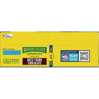 Nature Valley Crunchy Granola Bars, Oats 'n Dark Chocolate – Guilt-Free Dark Chocolate Snack for Health-Conscious Diets