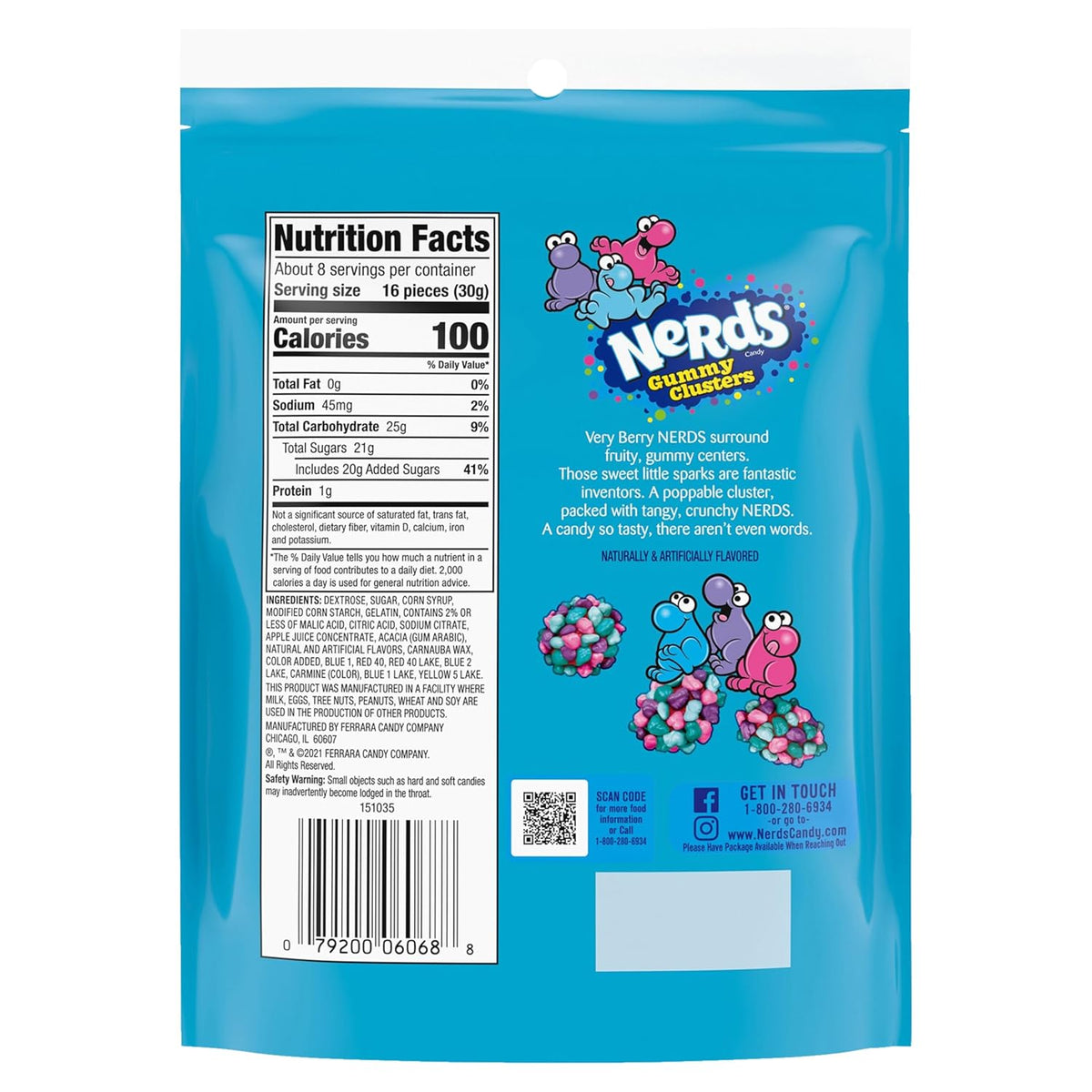 NERDS Juicy Gummy Clusters – Fresh-Sealed Resealable Candy for Wind-Down Treat Moments at Home, 8 oz Bag
