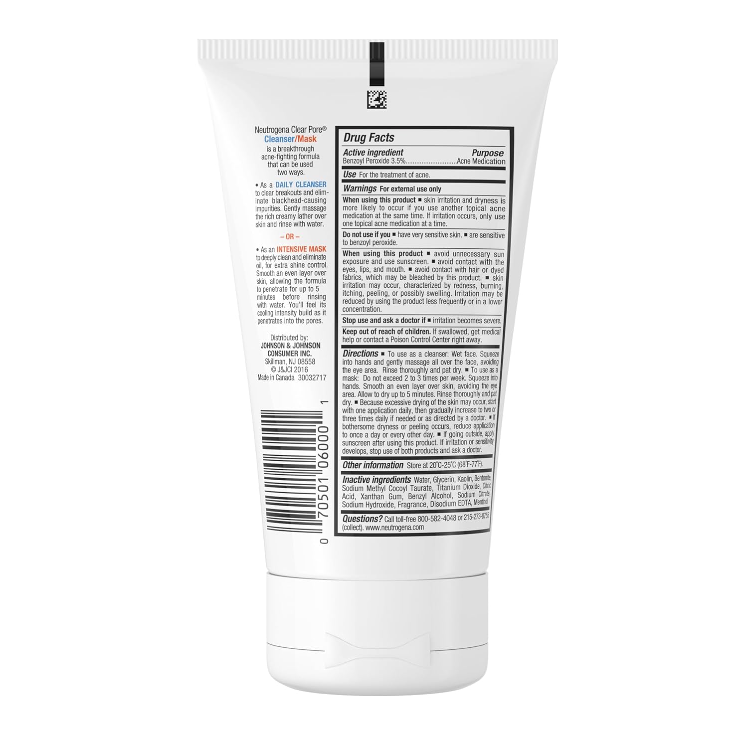 Neutrogena Clear Pore Teen Acne Cleanser & Mask – Safe, Dermatologist-Tested for Young Skin