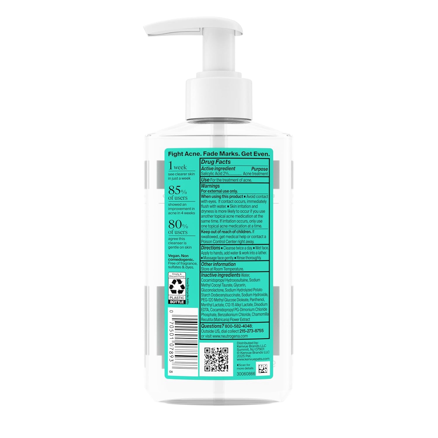 Neutrogena Evenly Clear Acne Cleanser with 2% Salicylic Acid & 2% PHA – Mindful Morning Skincare Ritual for Fading Post-Acne Marks