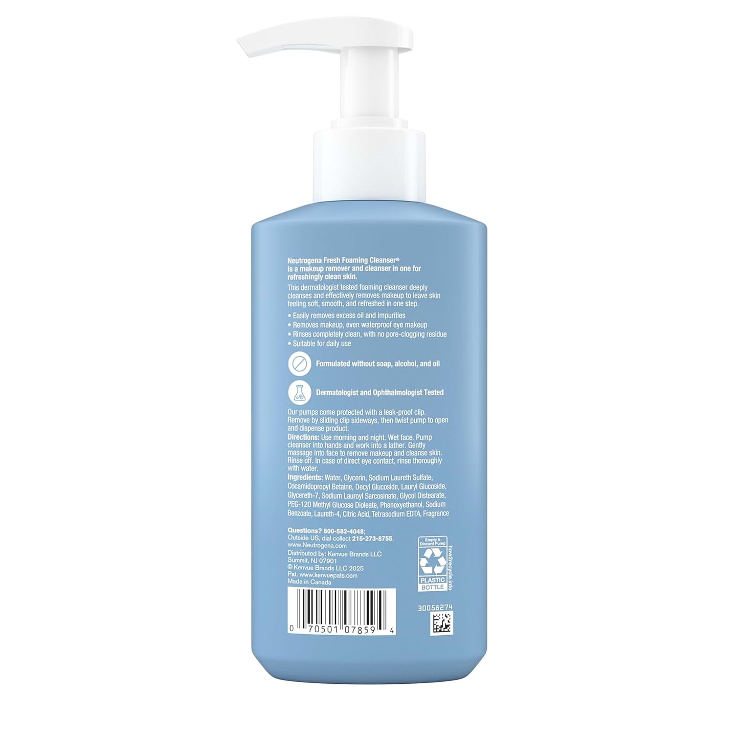 Neutrogena Fresh Foaming Facial Cleanser – Streamlined Daily Face Wash for Clutter-Free Vanities
