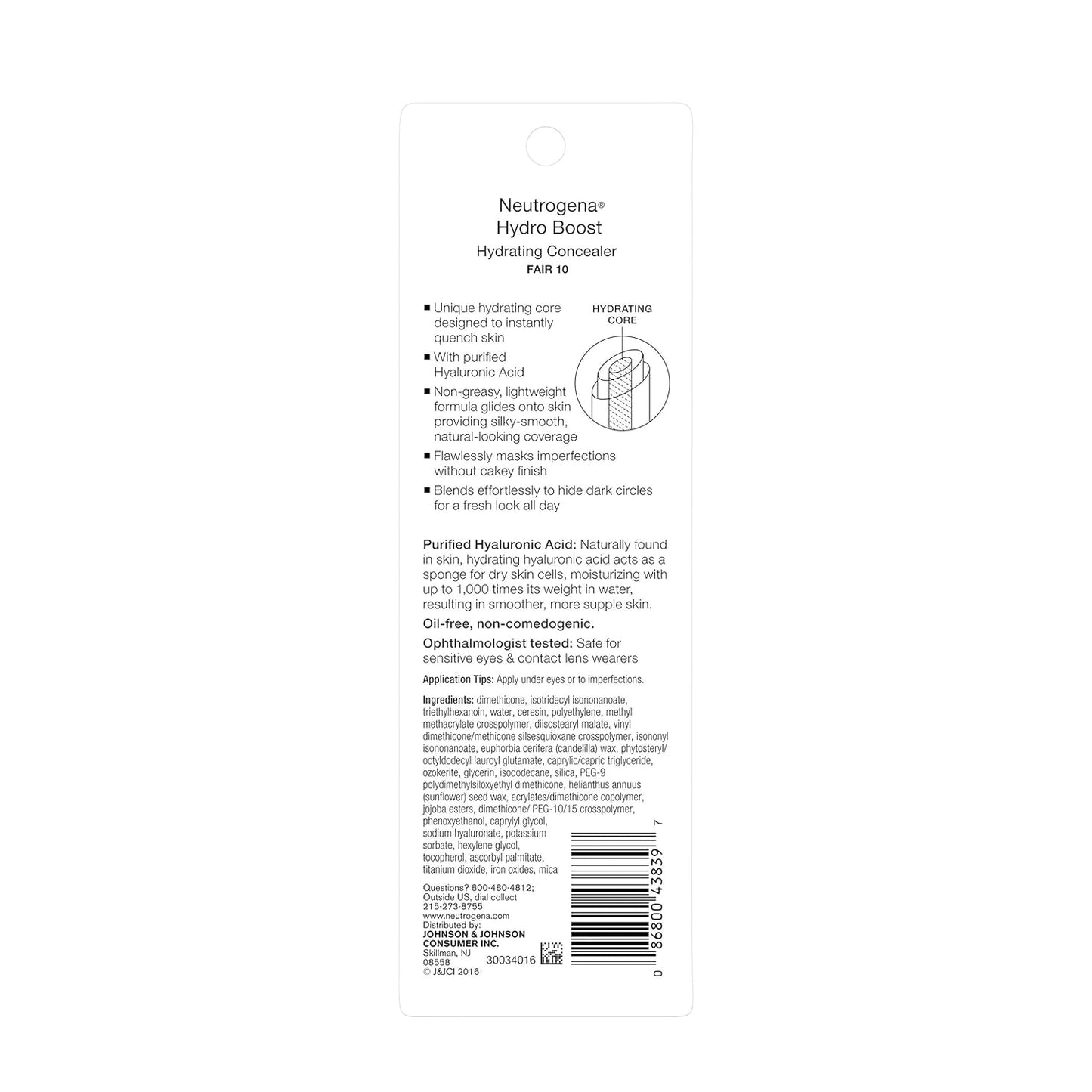 Neutrogena Hydro Boost Concealer Stick – Ophthalmologist-Tested, Safe for Sensitive Eyes & Contact Lenses