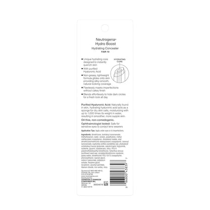 Neutrogena Hydro Boost Concealer Stick – Ophthalmologist-Tested, Safe for Sensitive Eyes & Contact Lenses