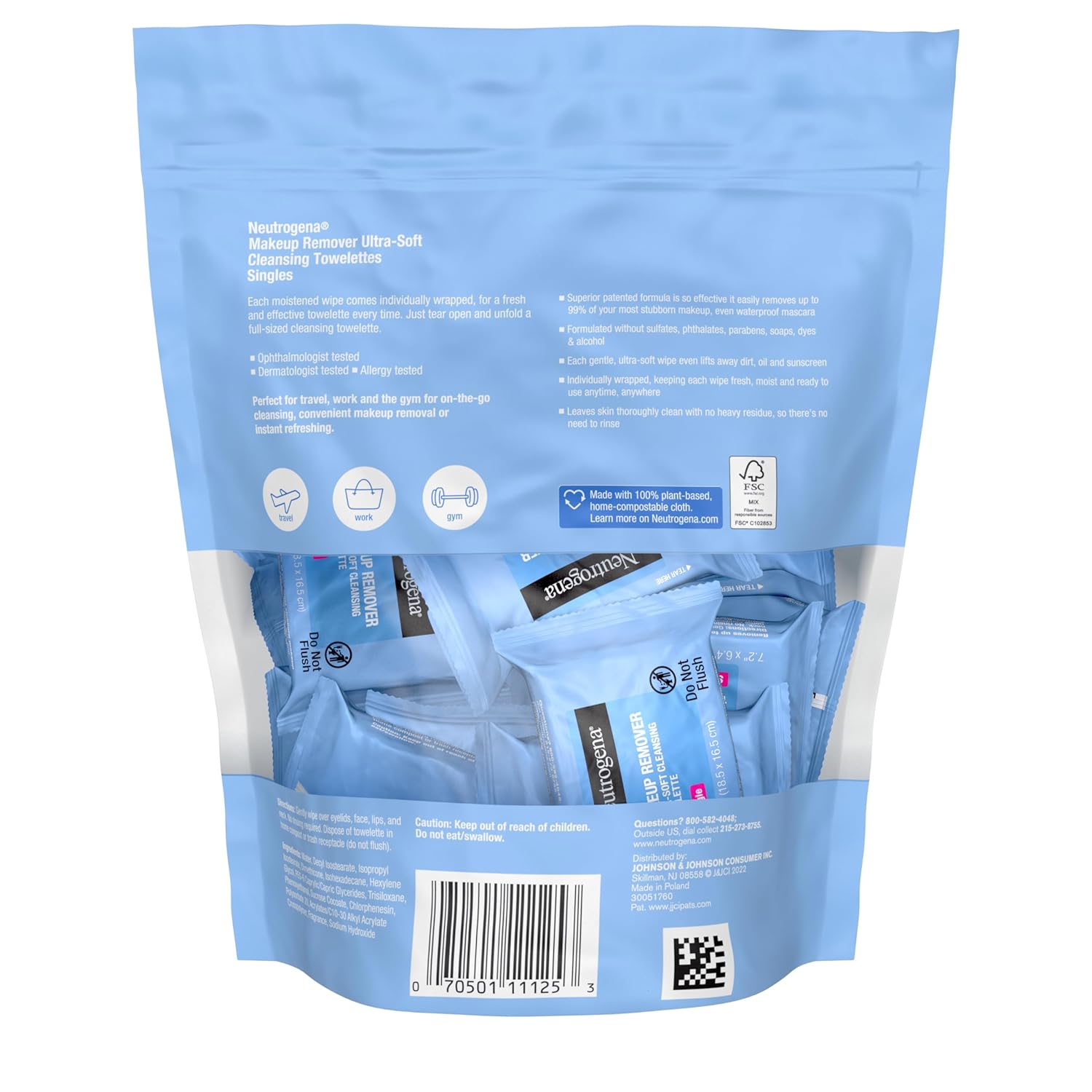 Neutrogena Makeup Remover Wipes – Portable Face Cleansing for Travel & Outdoor Adventures