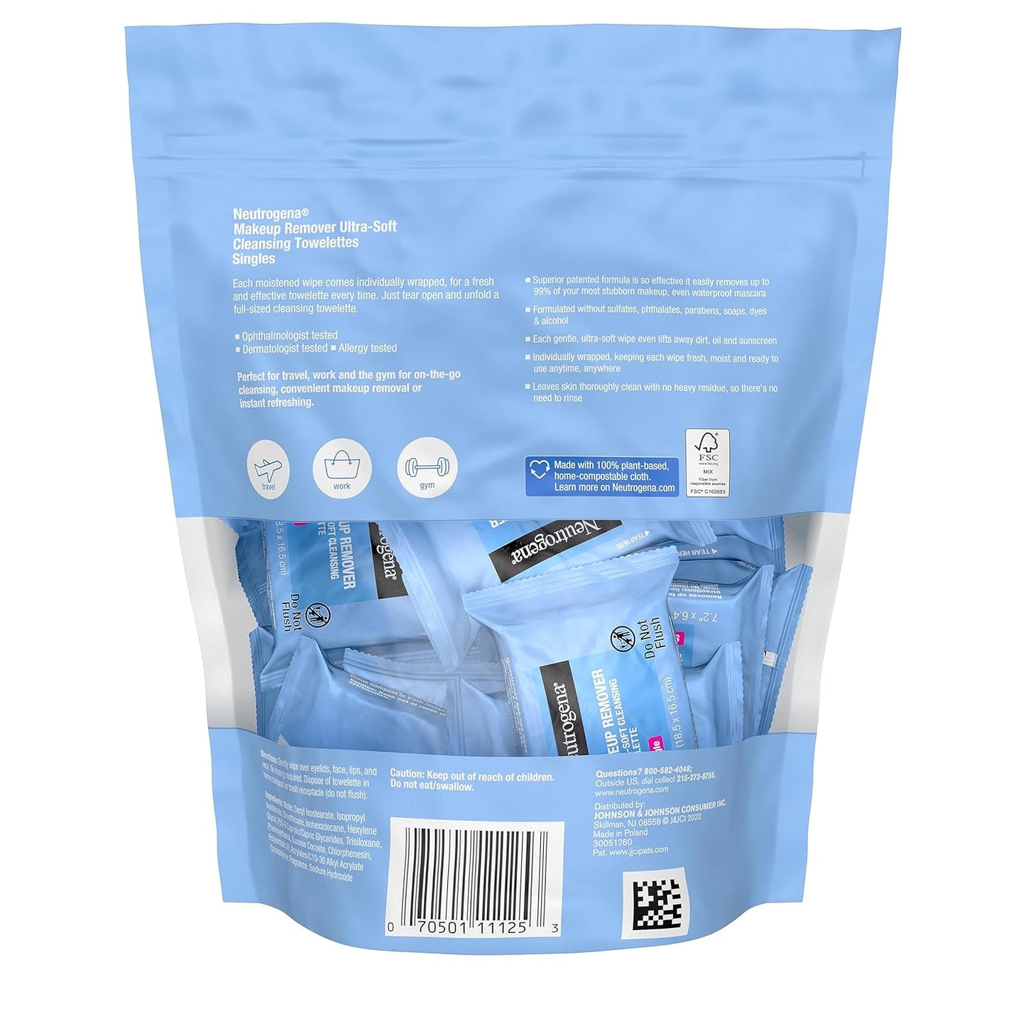Neutrogena Makeup Remover Wipes – Portable Face Cleansing for Travel & Outdoor Adventures