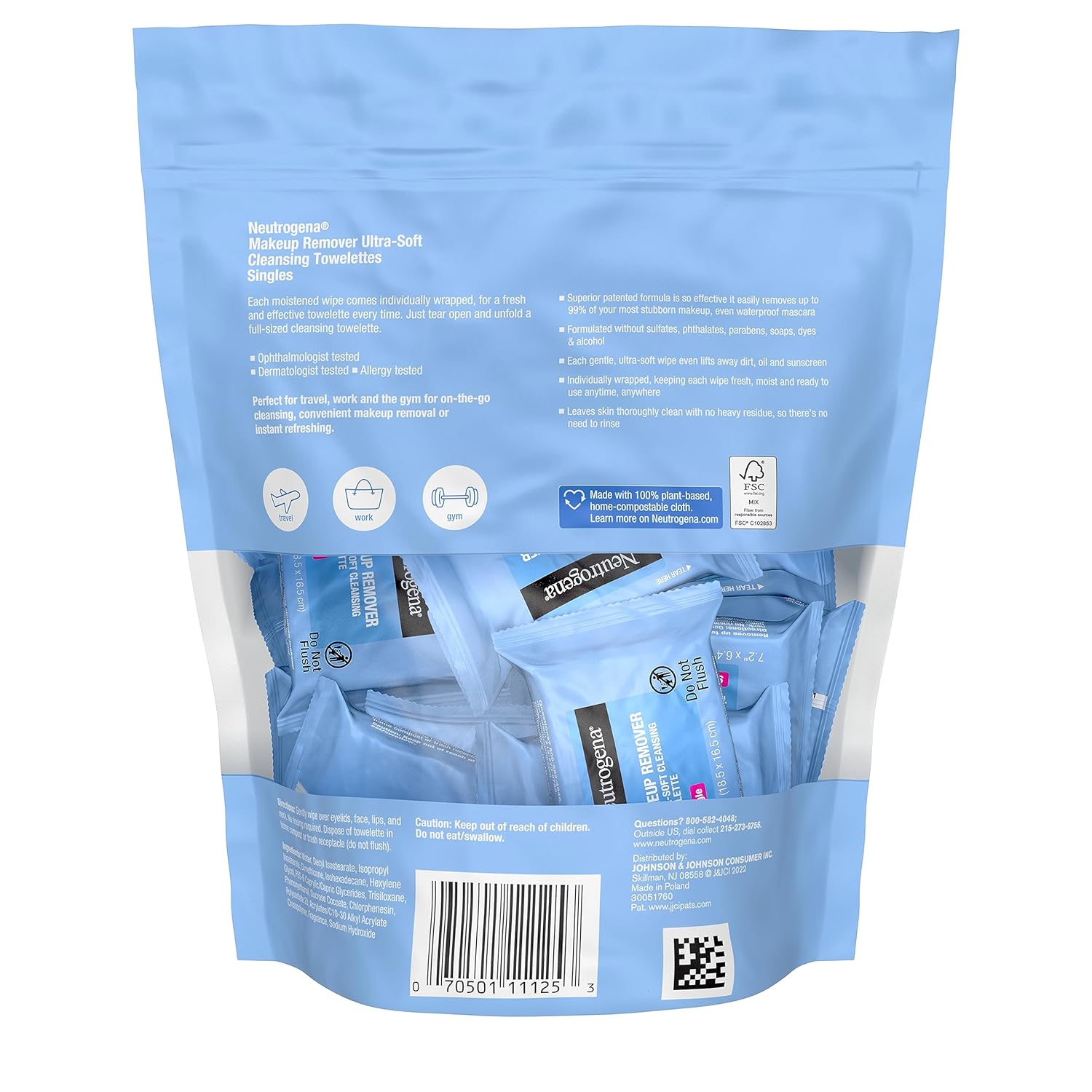 Neutrogena Makeup Remover Wipes – Portable Face Cleansing for Travel & Outdoor Adventures