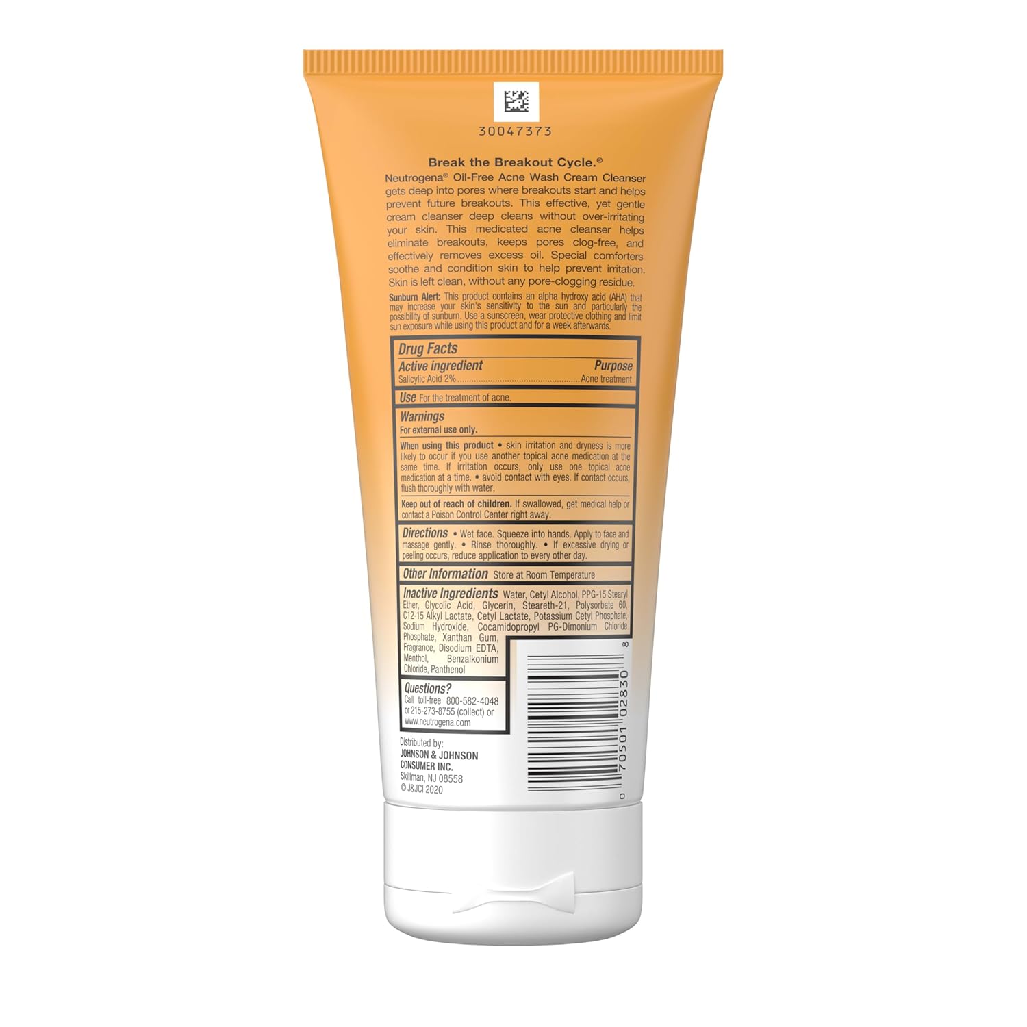 Neutrogena Oil-Free Acne Face Wash Cream Cleanser with 2% Salicylic Acid – Mindful Nightly Skincare Ritual for Clearer, Healthier Skin