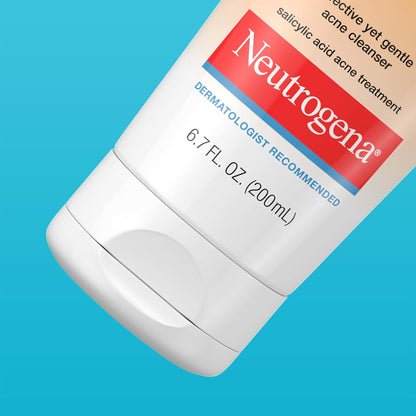 Neutrogena Oil-Free Acne Face Wash Cream Cleanser with 2% Salicylic Acid – Mindful Nightly Skincare Ritual for Clearer, Healthier Skin