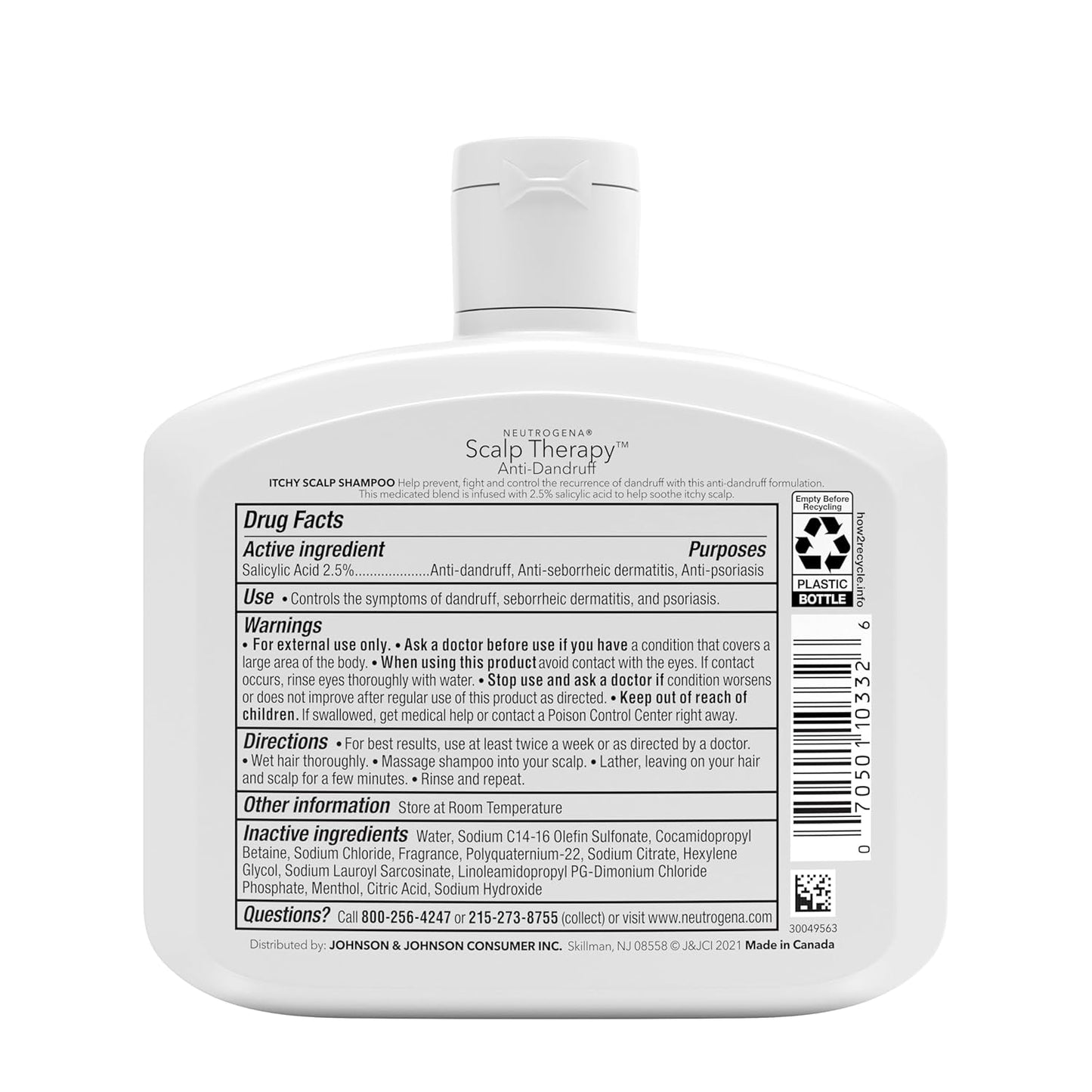 Neutrogena Scalp Therapy Anti-Dandruff Shampoo with 2.5% Salicylic Acid – Mindful Bath Time Ritual for Itchy, Flaky Scalp Relief