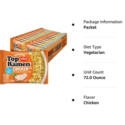 Nissin Top Ramen Bowl – Quick Microwave Lunch for Office Desk and Study Sessions, Beef Flavor 6-Pack
