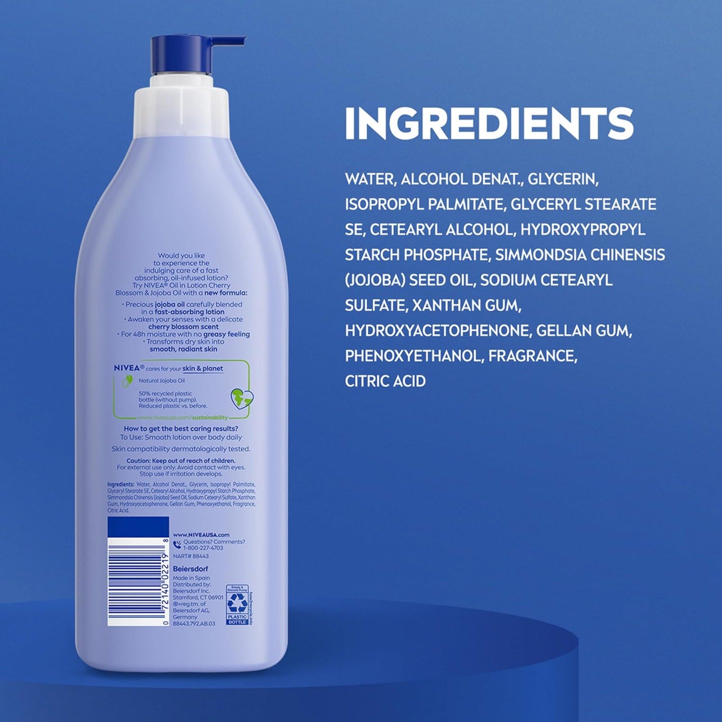 NIVEA Cherry Blossom Body Lotion – Daily Self-Care Lotion for Women, 48-Hour Moisturizer for a Mindful Post-Shower Ritual