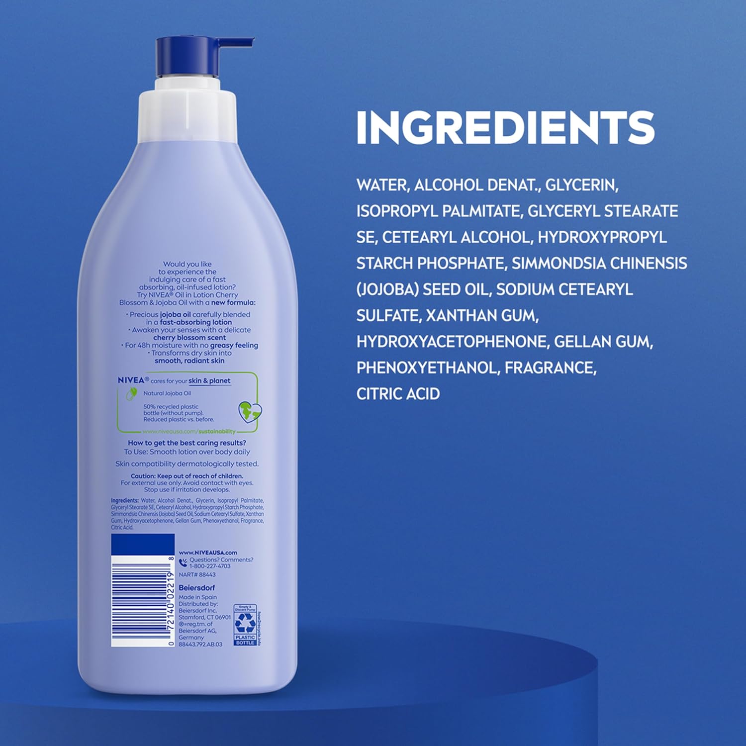 NIVEA Cherry Blossom Body Lotion – Daily Self-Care Lotion for Women, 48-Hour Moisturizer for a Mindful Post-Shower Ritual