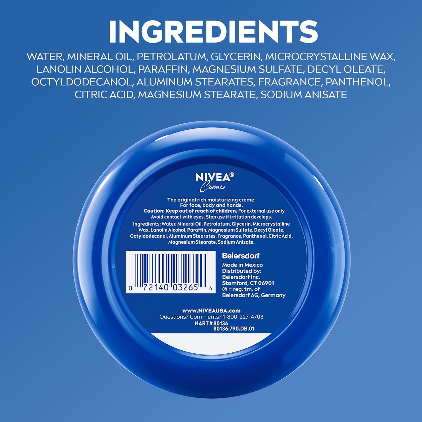 NIVEA Creme All-In-One Moisturizer – Calming Nightly Body and Face Ritual for Dry Skin, 16 Oz Jar