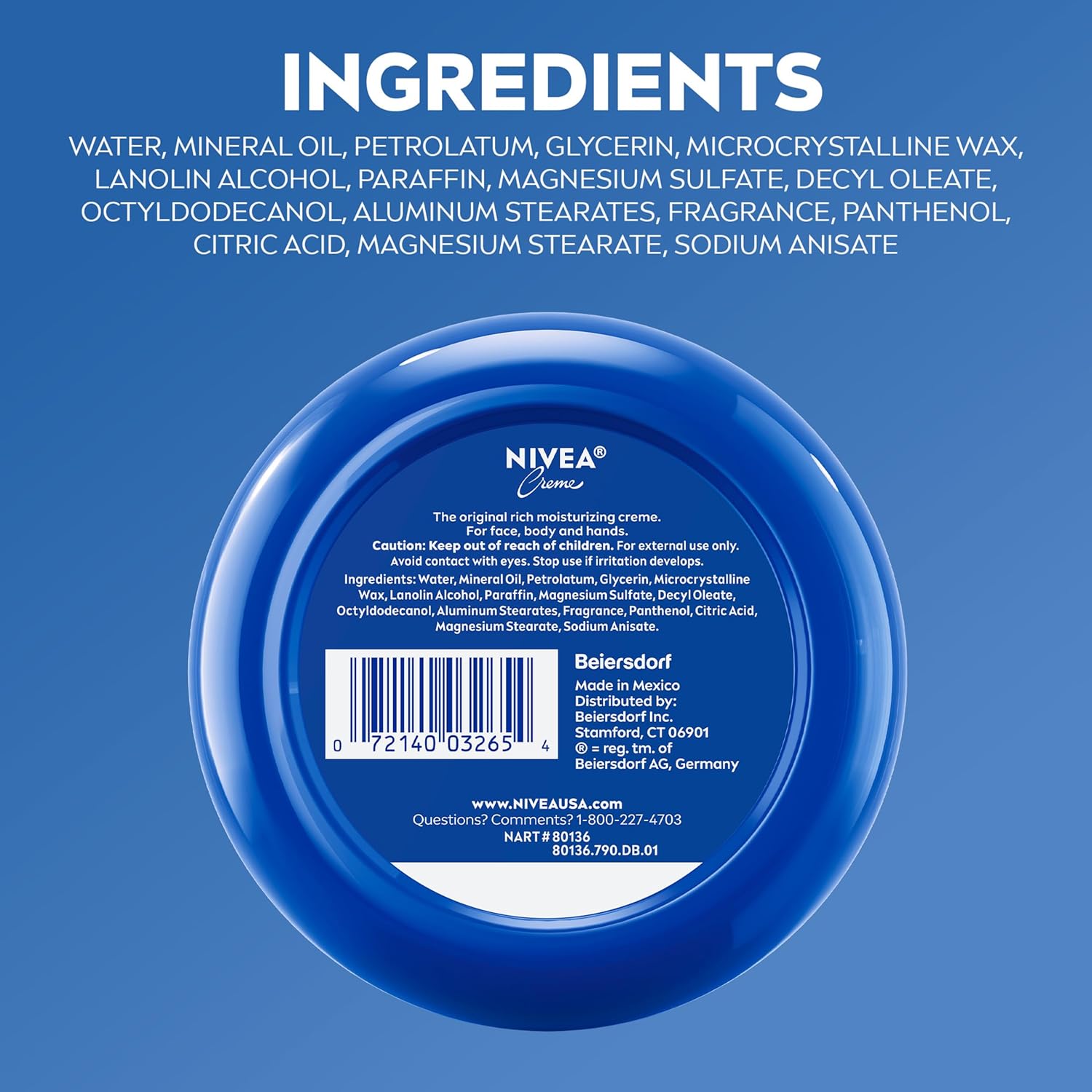 NIVEA Creme All-In-One Moisturizer – Calming Nightly Body and Face Ritual for Dry Skin, 16 Oz Jar