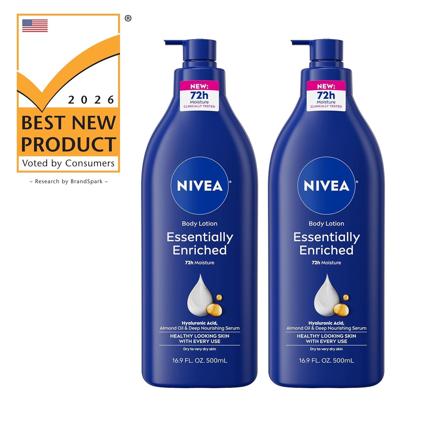 NIVEA Essentially Enriched Body Lotion Dermatologically Tested – Gentle 72-Hour Moisturizer Safe for Sensitive Skin and Daily Family Use