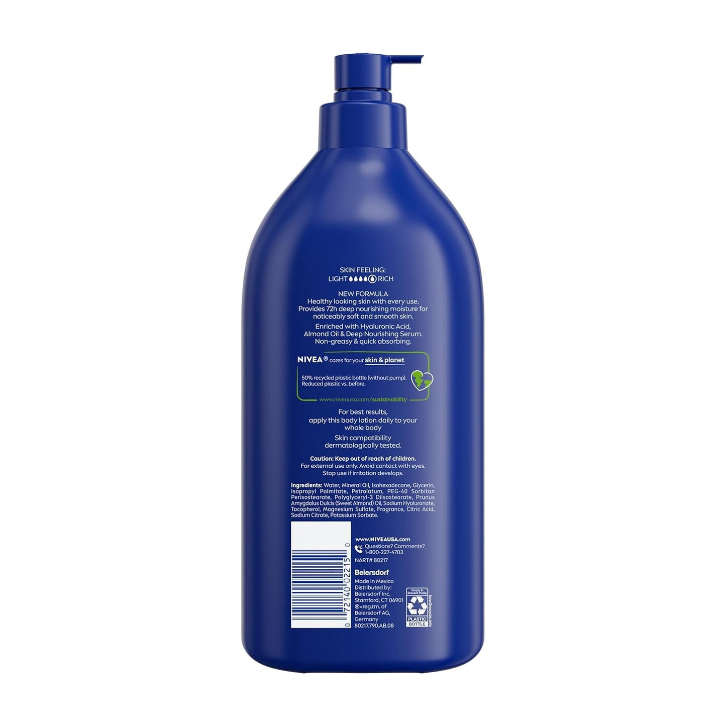 NIVEA Essentially Enriched Body Lotion for Very Dry Skin, Thoughtful Self-Care Gift for Her with 72-Hour Hydration, 33.8 Fl Oz Value Size Pump