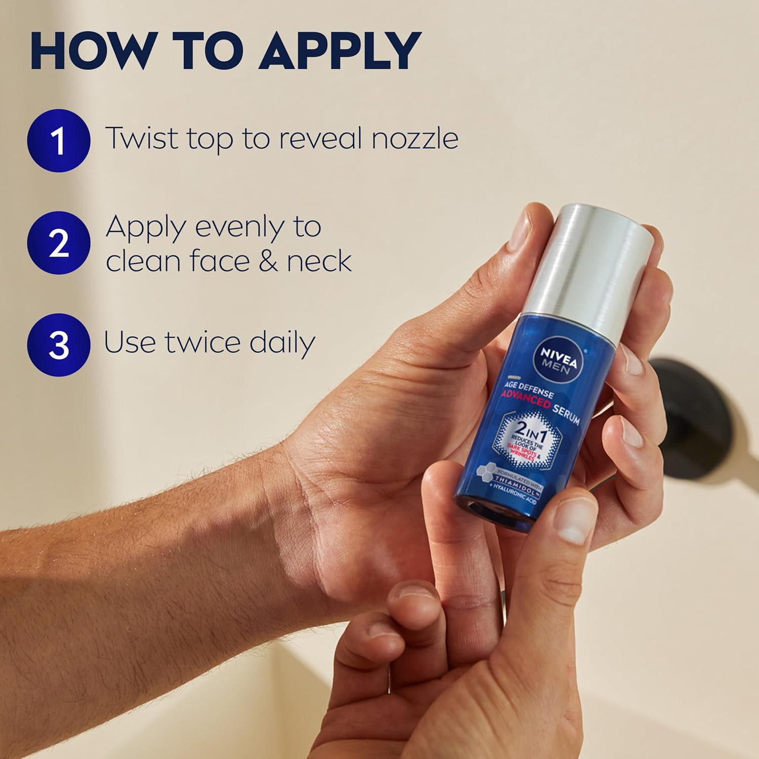 NIVEA MEN Age Defense Advanced Face Serum – Daily Self-Care Ritual for Men, Dark Spot & Wrinkle Defense