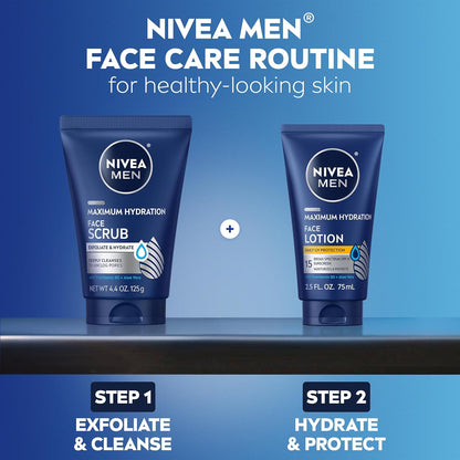 NIVEA MEN Maximum Hydration Face Scrub – One-Tube Vanity Solution for a Clutter-Free Counter